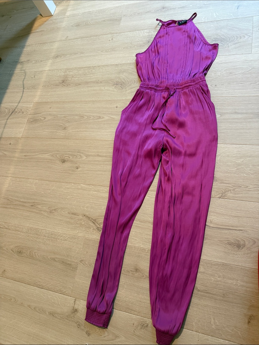 Fate Magenta Halter Jumpsuit with Elastic Waist